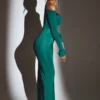 Audra Cut Out Maxi Dress in Emerald Green Audra Cut Out Maxi Dress in Emerald Green