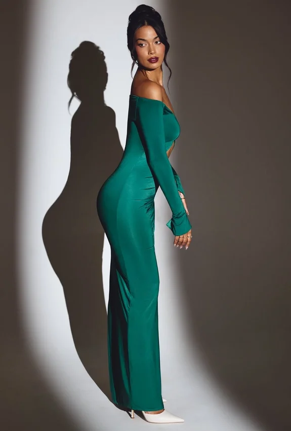Audra Cut Out Maxi Dress in Emerald Green Audra Cut Out Maxi Dress in Emerald Green