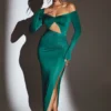Audra Cut Out Maxi Dress in Emerald Green Audra Cut Out Maxi Dress in Emerald Green