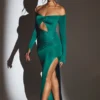 Audra Cut Out Maxi Dress in Emerald Green Audra Cut Out Maxi Dress in Emerald Green