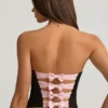 Audrina Cut-Out Bow-Detail Corset Top in Black Audrina Cut-Out Bow-Detail Corset Top in Black