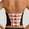 Audrina Cut-Out Bow-Detail Corset Top in Black Audrina Cut-Out Bow-Detail Corset Top in Black
