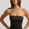 Audrina Cut-Out Bow-Detail Corset Top in Black Audrina Cut-Out Bow-Detail Corset Top in Black