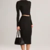 Aven Modal Mid-Rise Pencil Midi Skirt in Black Aven Modal Mid-Rise Pencil Midi Skirt in Black