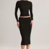 Aven Modal Mid-Rise Pencil Midi Skirt in Black Aven Modal Mid-Rise Pencil Midi Skirt in Black