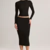 Aven Modal Mid-Rise Pencil Midi Skirt in Black Aven Modal Mid-Rise Pencil Midi Skirt in Black