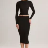 Aven Modal Mid-Rise Pencil Midi Skirt in Black Aven Modal Mid-Rise Pencil Midi Skirt in Black
