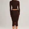 Aven Modal Mid-Rise Pencil Midi Skirt in Chocolate Brown Aven Modal Mid-Rise Pencil Midi Skirt in Chocolate Brown