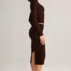 Aven Modal Mid-Rise Pencil Midi Skirt in Chocolate Brown Aven Modal Mid-Rise Pencil Midi Skirt in Chocolate Brown