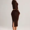 Aven Modal Mid-Rise Pencil Midi Skirt in Chocolate Brown Aven Modal Mid-Rise Pencil Midi Skirt in Chocolate Brown
