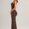 Avenley Modal Mid-Rise Fishtail Maxi Skirt in Chocolate Brown Avenley Modal Mid-Rise Fishtail Maxi Skirt in Chocolate Brown