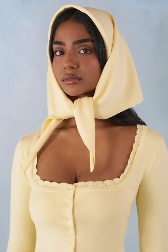 Aviana Knit Headscarf in Butter Yellow Aviana Knit Headscarf in Butter Yellow