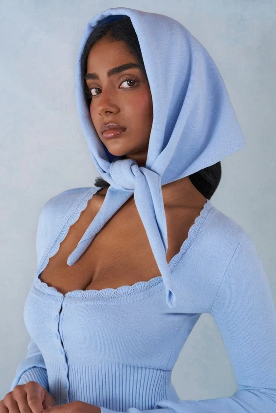 Aviana Knit Headscarf in Soft Blue Aviana Knit Headscarf in Soft Blue