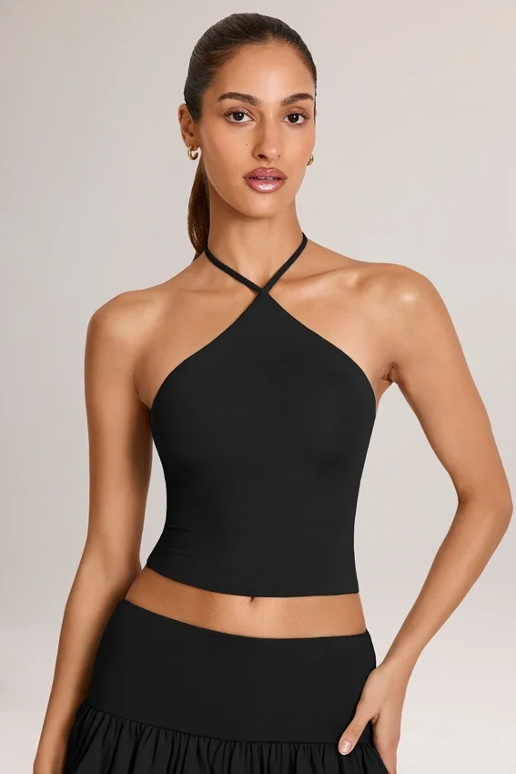 Aviora Modal Halterneck Top in Black Aviora Modal Halterneck Top in Black