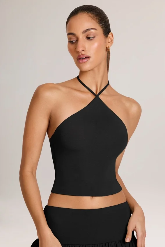 Aviora Modal Halterneck Top in Black Aviora Modal Halterneck Top in Black