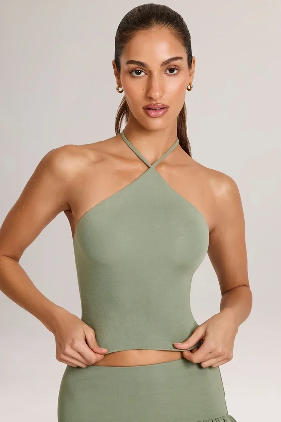 Aviora Modal Halterneck Top in Sage Green Aviora Modal Halterneck Top in Sage Green