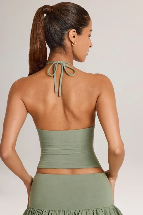 Aviora Modal Halterneck Top in Sage Green Aviora Modal Halterneck Top in Sage Green