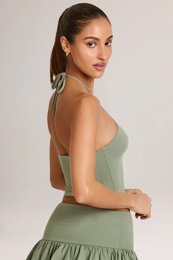 Aviora Modal Halterneck Top in Sage Green Aviora Modal Halterneck Top in Sage Green