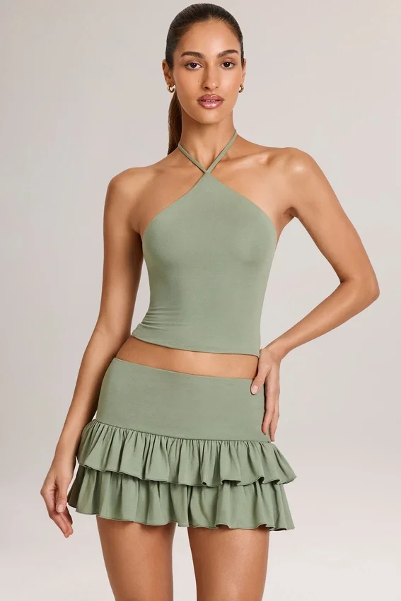 Aviora Modal Halterneck Top in Sage Green Aviora Modal Halterneck Top in Sage Green