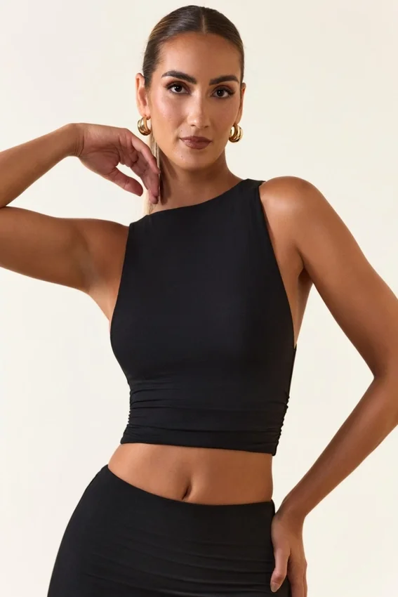 Aya Modal Boat-Neck Tank Top in Black Aya Modal Boat-Neck Tank Top in Black