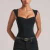 Ayla Sweetheart-Neck Bodysuit in Black Ayla Sweetheart-Neck Bodysuit in Black