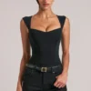 Ayla Sweetheart-Neck Bodysuit in Black Ayla Sweetheart-Neck Bodysuit in Black