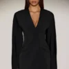Azelie Single-Breasted Blazer Mini Dress in Black Azelie Single-Breasted Blazer Mini Dress in Black