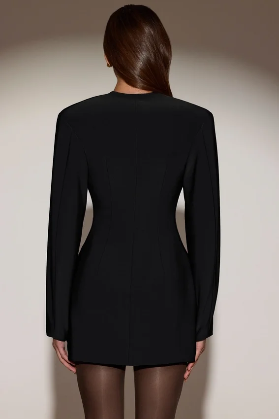 Azelie Single-Breasted Blazer Mini Dress in Black Azelie Single-Breasted Blazer Mini Dress in Black