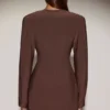Azelie Single-Breasted Blazer Mini Dress in Chocolate Brown Azelie Single-Breasted Blazer Mini Dress in Chocolate Brown