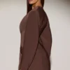 Azelie Single-Breasted Blazer Mini Dress in Chocolate Brown Azelie Single-Breasted Blazer Mini Dress in Chocolate Brown