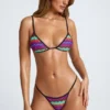 Azure By Oh Polly Swim Triangle Thong Bikini Bottoms in Multi Print Azure By Oh Polly Swim Triangle Thong Bikini Bottoms in Multi Print