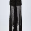Bacalar Ruched Hardware-Detail Fishtail Maxi Skirt in Black Bacalar Ruched Hardware-Detail Fishtail Maxi Skirt in Black