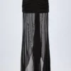 Bacalar Ruched Hardware-Detail Fishtail Maxi Skirt in Black Bacalar Ruched Hardware-Detail Fishtail Maxi Skirt in Black