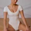 Backless Panelled Bodysuit in Soft White Backless Panelled Bodysuit in Soft White