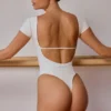 Backless Panelled Bodysuit in Soft White Backless Panelled Bodysuit in Soft White