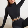 Backless Turtleneck Long-Sleeve Crop Top in Black Backless Turtleneck Long-Sleeve Crop Top in Black