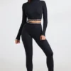 Backless Turtleneck Long-Sleeve Crop Top in Black Backless Turtleneck Long-Sleeve Crop Top in Black