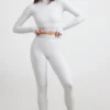 Backless Turtleneck Long-Sleeve Crop Top in Grey Marl Backless Turtleneck Long-Sleeve Crop Top in Grey Marl
