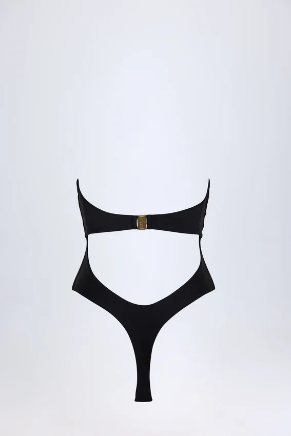Bahari Cut-Out Hardware-Detail Swimsuit in Black Bahari Cut-Out Hardware-Detail Swimsuit in Black