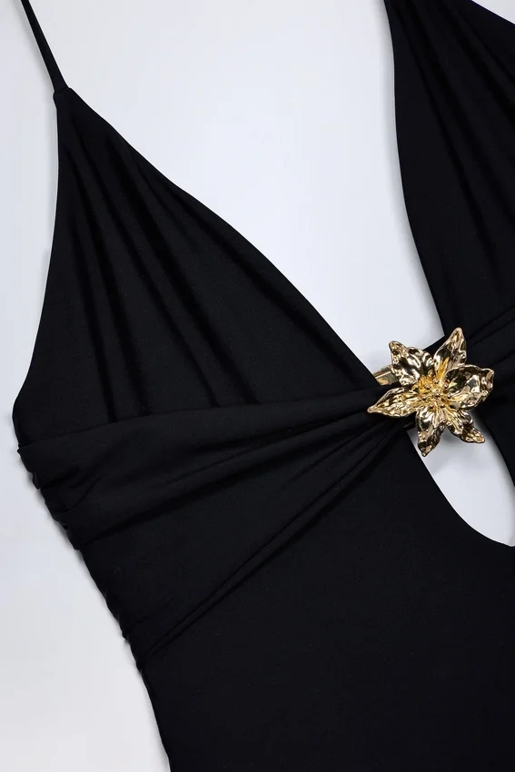 Bahari Cut-Out Hardware-Detail Swimsuit in Black Bahari Cut-Out Hardware-Detail Swimsuit in Black