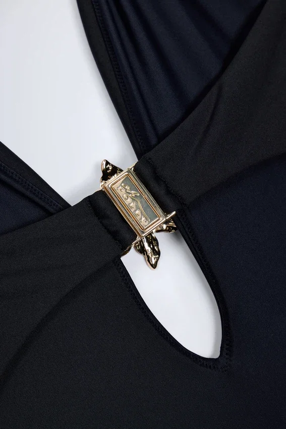 Bahari Cut-Out Hardware-Detail Swimsuit in Black Bahari Cut-Out Hardware-Detail Swimsuit in Black