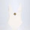 Bahari Cut-Out Hardware-Detail Swimsuit in White Bahari Cut-Out Hardware-Detail Swimsuit in White