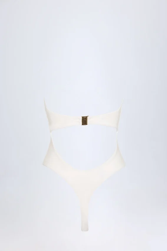 Bahari Cut-Out Hardware-Detail Swimsuit in White Bahari Cut-Out Hardware-Detail Swimsuit in White