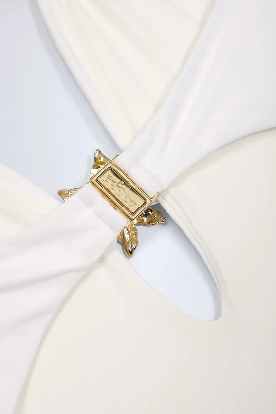Bahari Cut-Out Hardware-Detail Swimsuit in White Bahari Cut-Out Hardware-Detail Swimsuit in White