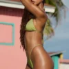 Baie Embellished Triangle Bikini Top in Olive Green Baie Embellished Triangle Bikini Top in Olive Green