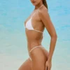 Bali Embellished Drawstring Thong Bikini Bottoms in White Bali Embellished Drawstring Thong Bikini Bottoms in White