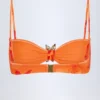 Baracoa Hardware-Detail Halterneck Bikini Top in Orange Orchid Print Baracoa Hardware-Detail Halterneck Bikini Top in Orange Orchid Print