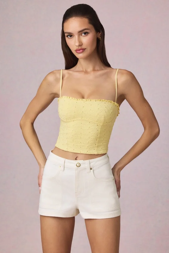 Beata High-Waist A-Line Shorts in Ecru Wash Beata High-Waist A-Line Shorts in Ecru Wash