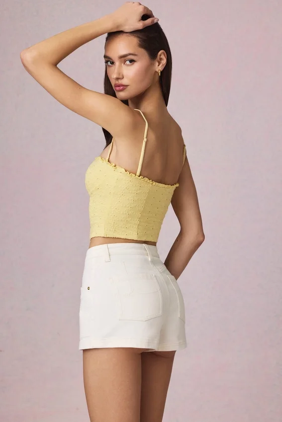 Beata High-Waist A-Line Shorts in Ecru Wash Beata High-Waist A-Line Shorts in Ecru Wash
