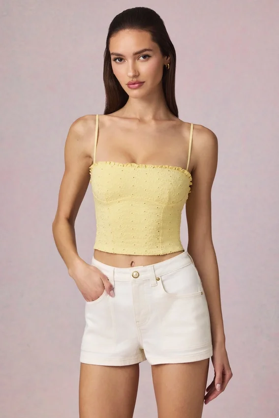 Beata High-Waist A-Line Shorts in Ecru Wash Beata High-Waist A-Line Shorts in Ecru Wash